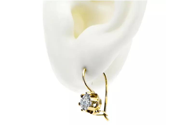 Kolczyki Vintage Biżuteria Cyrkonia 14k żółte złoto vec019y